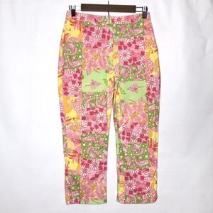 Vintage y2k Lilly Pulitzer Multicolor Beach Summer Size 2 Crawfish Capri Pants